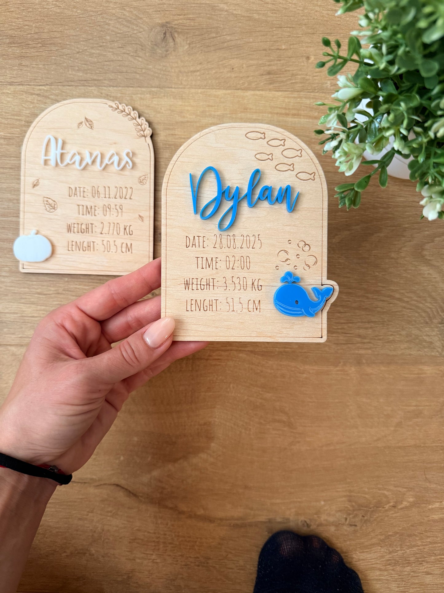 Визитка за новородено с делфинче