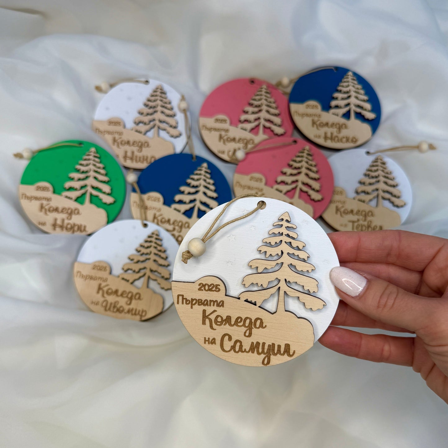 Дървена топка "Моята Първа Коледа"