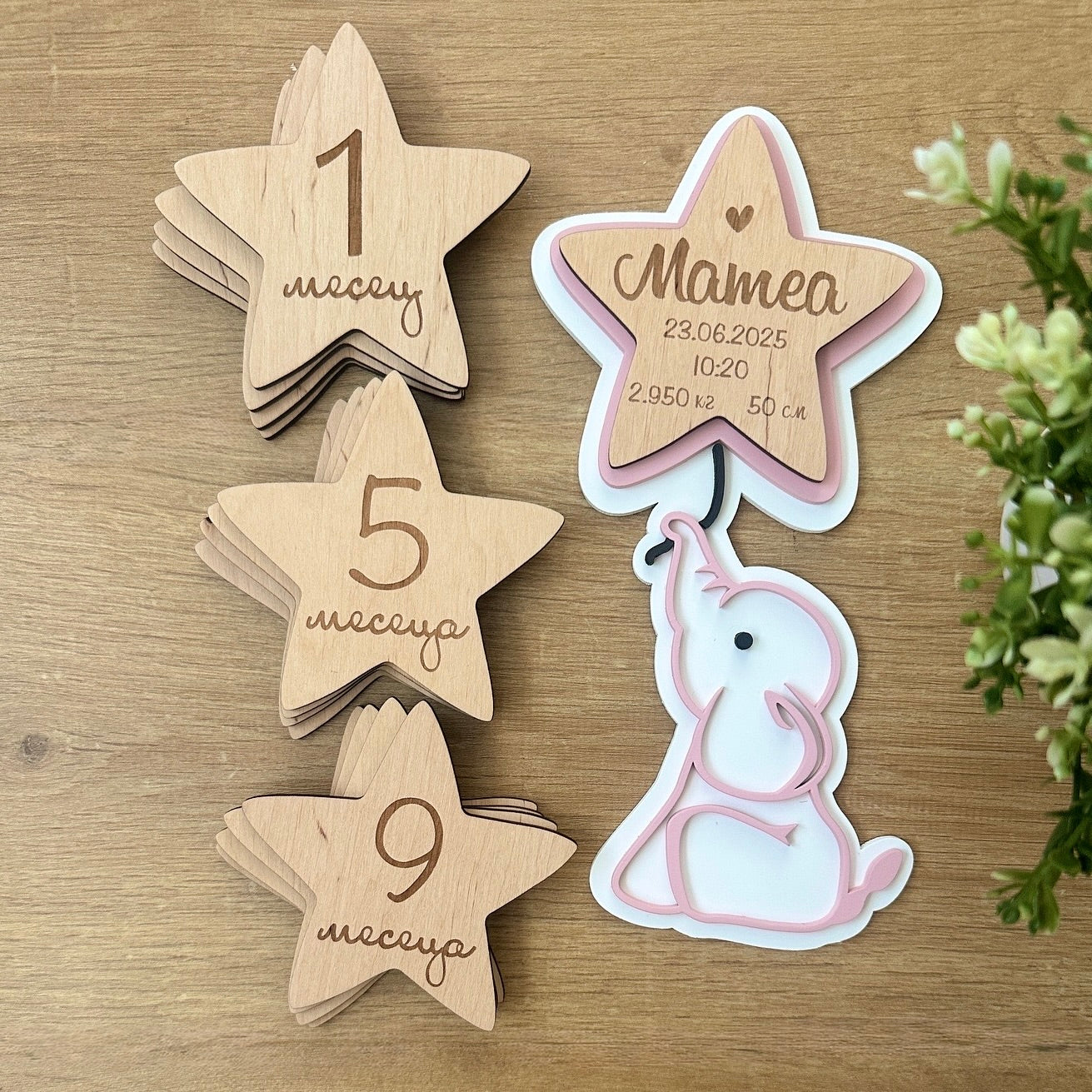 Дървени месечинки "Слонче"