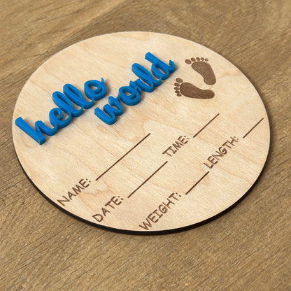 Визитка за новородено "hello world"